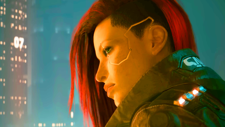 V (Cherami Leigh) has a rooftop chat with Johnny (Keanu Reeves) in Cyberpunk 2077 (2020), CD Projekt Red