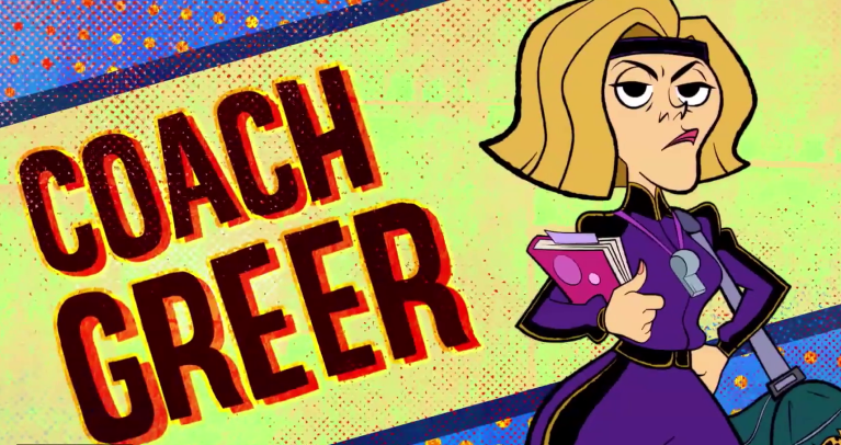 Coach Greer (Amy Sedaris) is the head of the Lady Leopards in Moon Girl and Devil Dinosaur Season 2 Episode 15 "The Gatekeeper" (2024), Marvel Entertainment