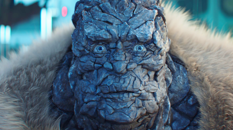 Korg (Taika Waititi) is shocked by the contents of Sif's (Jaimie Alexnader) message in Thor: Love and Thunder (2022), Marvel Entertainment