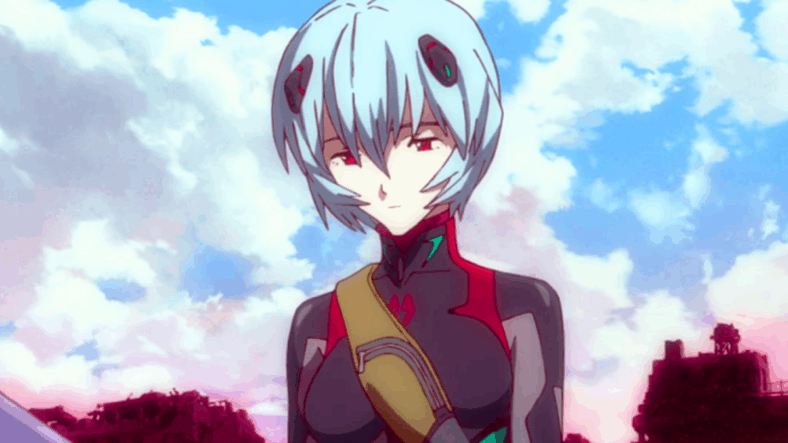 Rei Ayanami (Megumi Hayashibara) takes in the ruins of Tokyo-3 in Evangelion: 3.0 You Can (Not) Redo (2014), Studio Khara