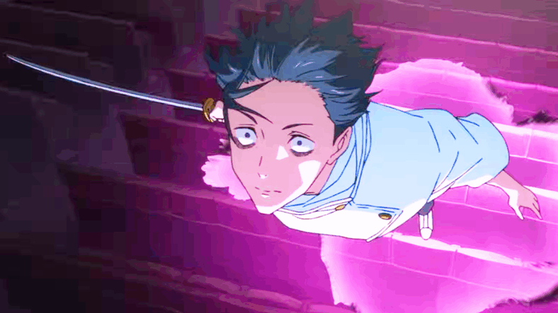 Yuta Okkotsu (Megumi Ogata/Kayleigh Mckee) gives chase to Yuji Itadori (Junya Enoki/Adam McArthur) in Jujutsu Kaisen: Execution (2025), MAPPA