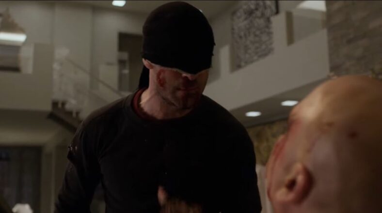 Matt Murdock (Charlie Cox) puts an end to the Kingpin's (Vincent D'Onofrio) reign in Daredevil Season 3 Episode 13 "A New Napkin" (2015), Marvel Entertainment