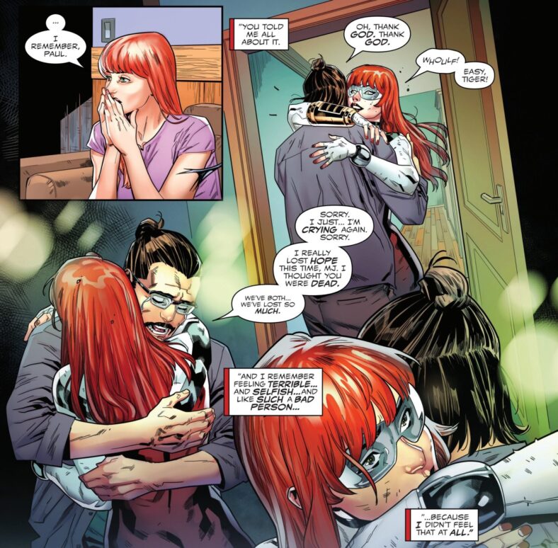 MJ feels a total emotional disconnect from Paul in All-New Venom Vol. 1 #6 (2025), Marvel Comics. Words by Al Ewing, art by Carlos Gómez, Frank D'armata, and Clayton Cowles.