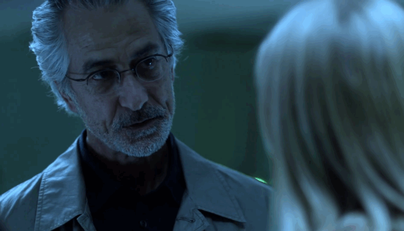 Dr. Lee Rosen (David Strathairn) admits to Kat (Erin Way) that they're just consultants in Alphas Season 2 Episode 3 "Alpha Dogs" (2012), Universal Cable Productions