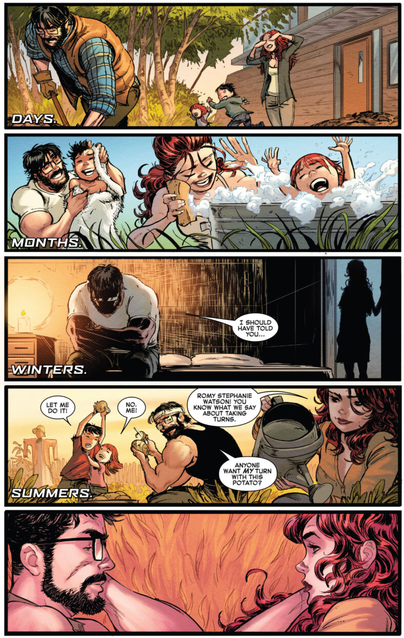 Mary-Jane and Paul experience the throes of a budding romance in Amazing Spider-Man Vol. 6 #25 (2023), Marvel Comics. Words by Zeb Wells, art by Kaare Andrew, Marcio Menyz, and Joe Caramagna.