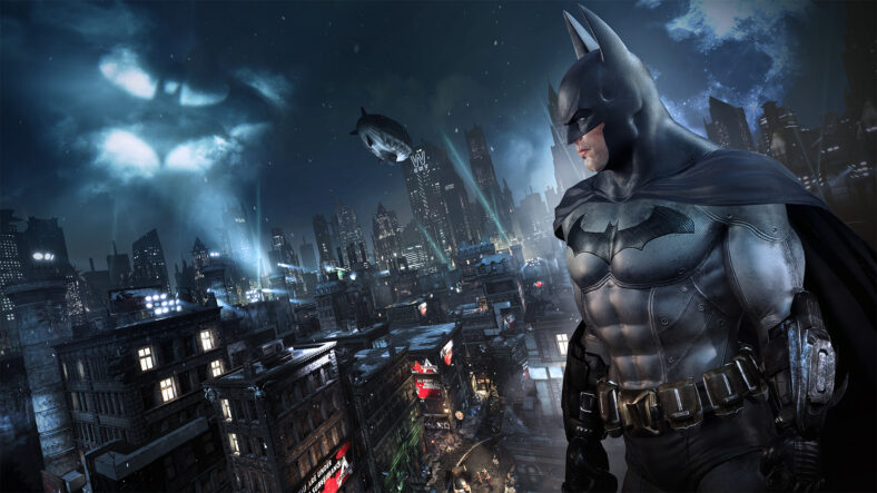 Batman (Kevin Conroy) looks out over Gotham in Batman: Arkham City (2011), Warner Bros. Interactive Entertainment