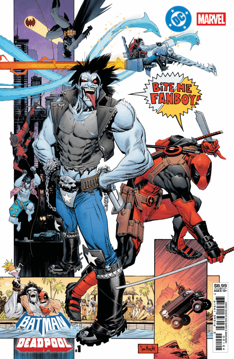 Lobo pays Deadpool no mind on Sean Murphy's variant cover to Batman/Deadpool Vol. 1 #1 (2025), DC/Marvel Comics