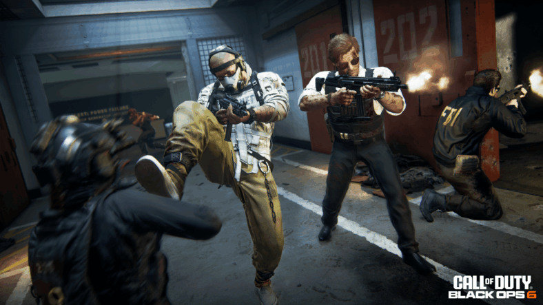 Stitch (Christopher Parson) and Russell Adler (Bruce Thomas) break out of Fugitive in Call of Duty: Black Ops 6 (2024), Activision