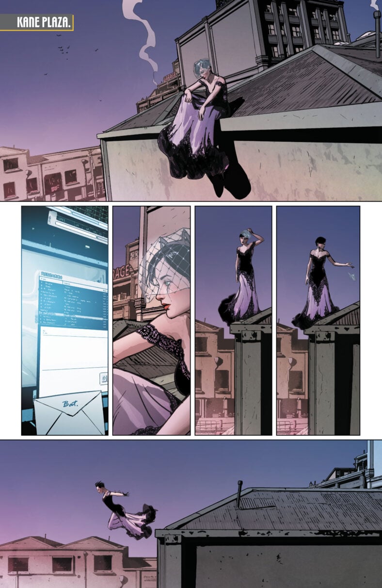 Catwoman says good-bye to a potential life of happiness with the Dark Knight in Batman Vol. 3 #50 "The Wedding of Batman & Catwoman" (2018), DC. Words by Tom King, art by Mikel Janín, June Chung, and Clayton Cowles.