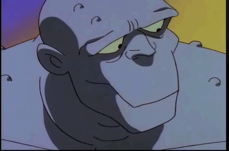 Killer Croc (Aron Kincaid) reminisces over a fight with Batman and a big rock in Batman: The Animated Series Season 1 Episode 46 "Almost Got 'Im" (1994), Warner Bros. Animation