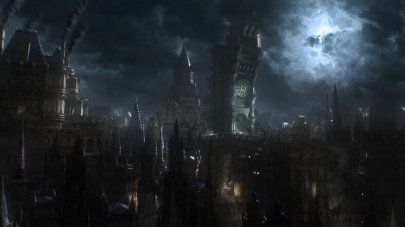 The city of Yharnam covered in perpetual night in Bloodborne (2015), Sony Interactive Entertainment