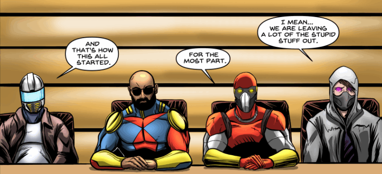 The team explains their latest debacle in C.R.I.T. #0 (2025) by Christopher Sahloff, Austin Ferguson, Brad Haynes, Obie Dancy, and Terreyl Williams. Homebrewed Comics.