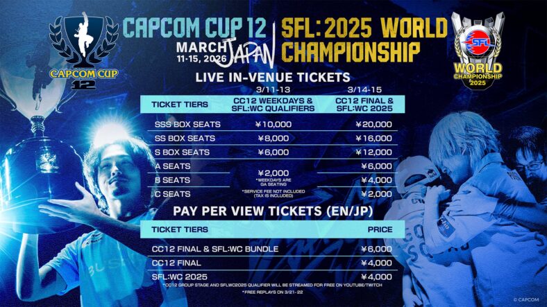 Ticket Pricing for the 2025 Capcom Cup and Street Fighter League world championships.