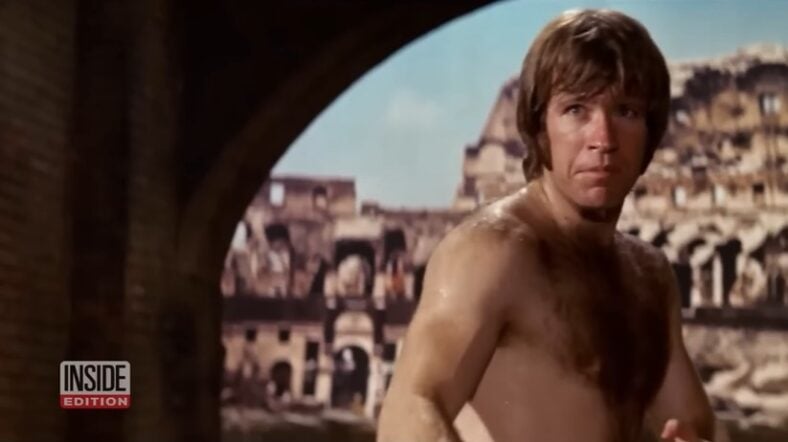 Chuck Norris takes on Bruce Lee in the legendary fight scene in The Way of the Dragon, 1972, via @Inside edition, YouTube