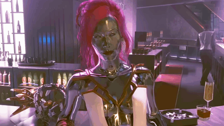 Lizzy (Grimes) asks V to investigate a possible case of personality theft in Cyberpunk 2077: Ultimate Edition (2025), CD Projekt Red