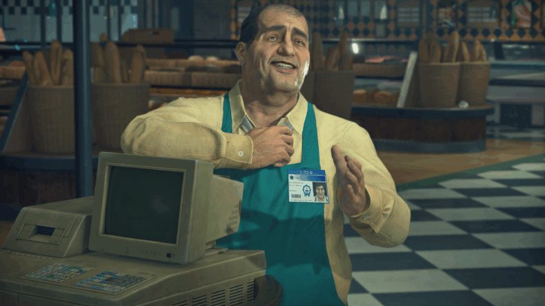 Steven Chapman (David McKahan) takes his work way too seriously in their new-found freedom in Dead Rising Deluxe Remaster (2024), Capcom
