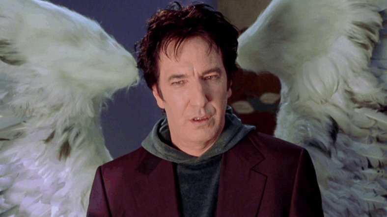 Metatron (Alan Rickman) proves his angelic nature to Bethany (Linda Fiorentino) in Dogma (1999), View Askew Productions