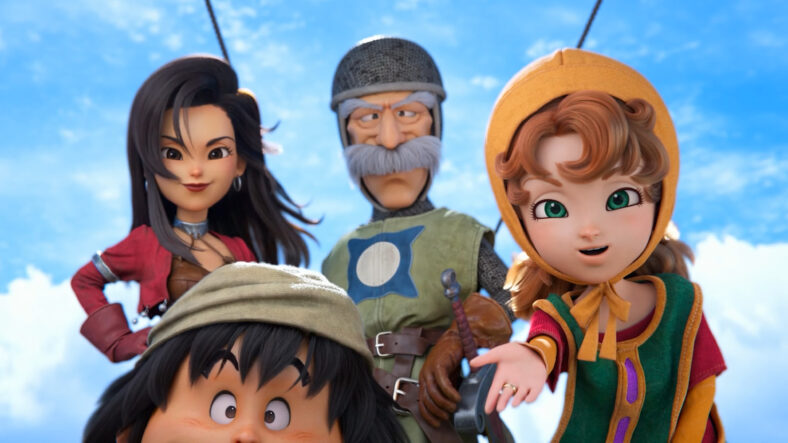 Aishe (Asami Imai), Maribel (Aoi Yuuki), Melvin (Shigeru Chiba), and Gabo (Mutsumi Tamura) offer The Hero (Kouki Osuzu) a helping hand in Dragon Quest VII Reimagined (2026), Square Enix