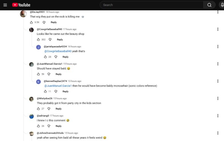 Fan comments on Dwayne Johnson's appearance as Maui in Disney's live-action Moana, 2026, via YouTube