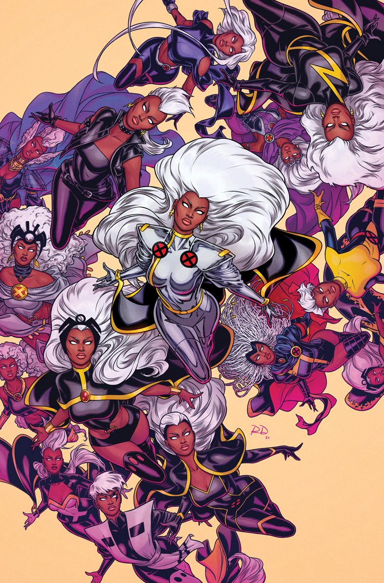 Ororo Munroe is a woman of many lives on Russell Dauterman's variant cover to S.W.O.R.D. Vol. 2 #8 "Unbroken" (2021), Marvel Comics