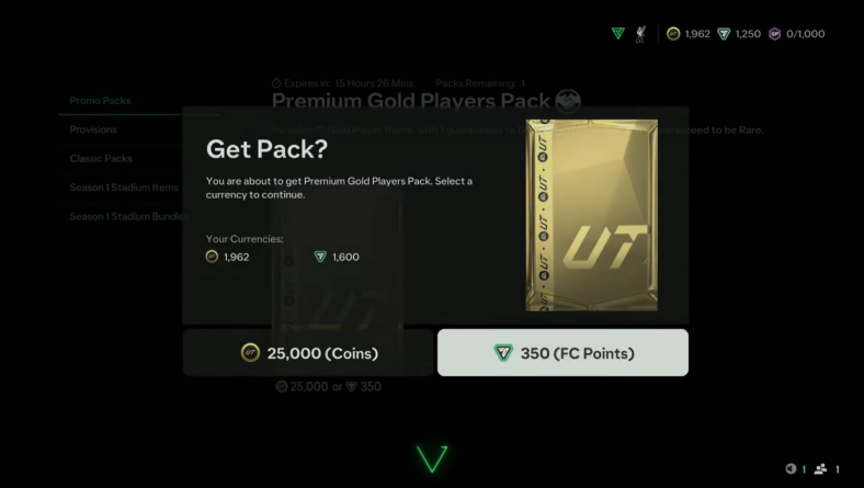 A Premium Gold Players Pack in EA Sports 25 (2024), EA Sports