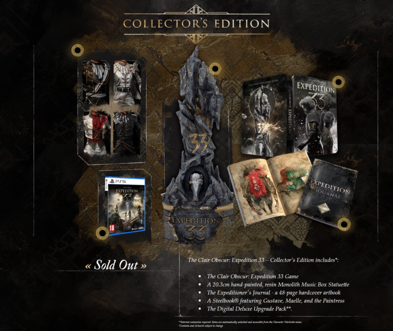 The Collector's Edition, sold out, on the Clair Obscur: Expedition 33 official website