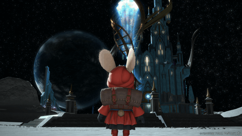 Namingway looks out at Sinus Lacrimarum on Mare Lamentorum in Final Fantasy XIV (2013), Square Enix