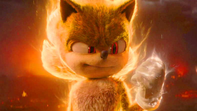 Sonic (Ben Schwartz) unleashes his Super form in Sonic the Hedgehog 3 (2024), Paramount Pictures