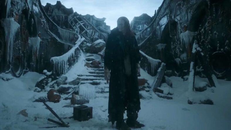 Frankenhole, The creature (Jacob Elordi) is early for band practice in Frankenstein (2025), Netflix