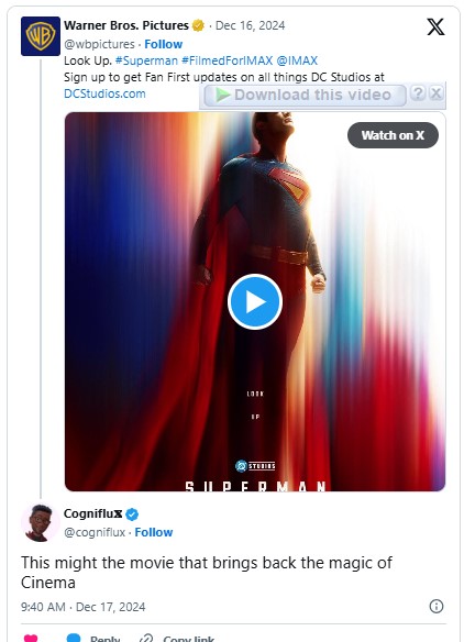 Fan reaction to Superman Motion Video