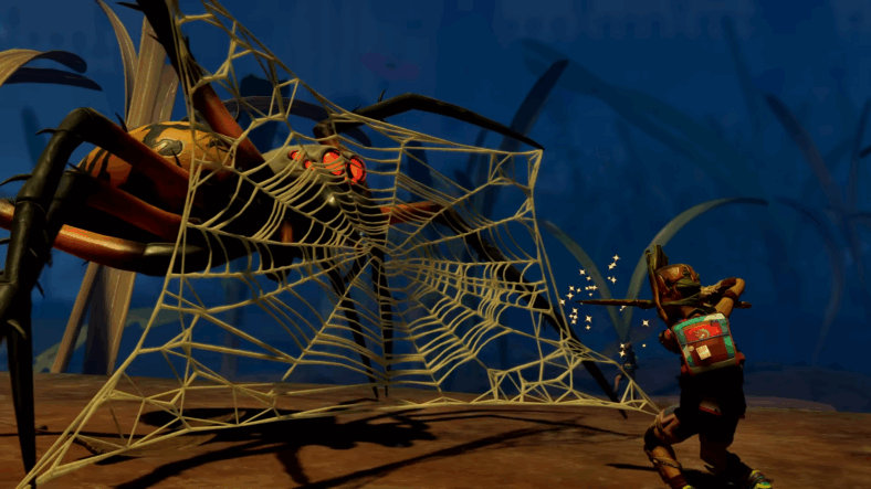 A spider uses its web to defend itself from a child in Grounded 2 (TBA), Xbox Game Studios