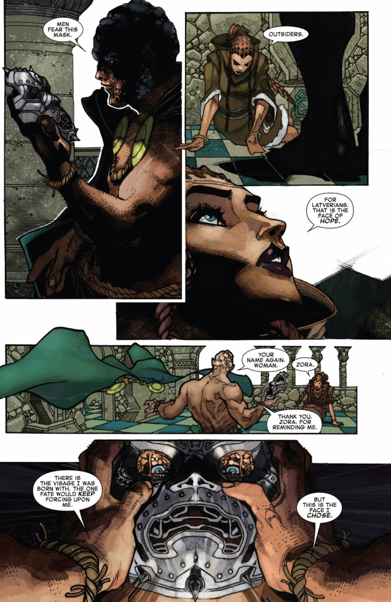 Victor Von Doom finds his Laterverian pride rekindled in Fantastic Four Vol. 6 #1 "Signal in the Sky" (2018), Marvel Comics. Words by Dan Slott, art by Simone Bianchi, Marco Russo, and Joe Caramagna.