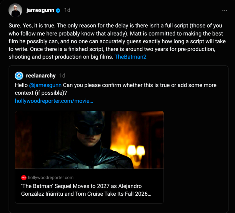 It's true and Batman 2