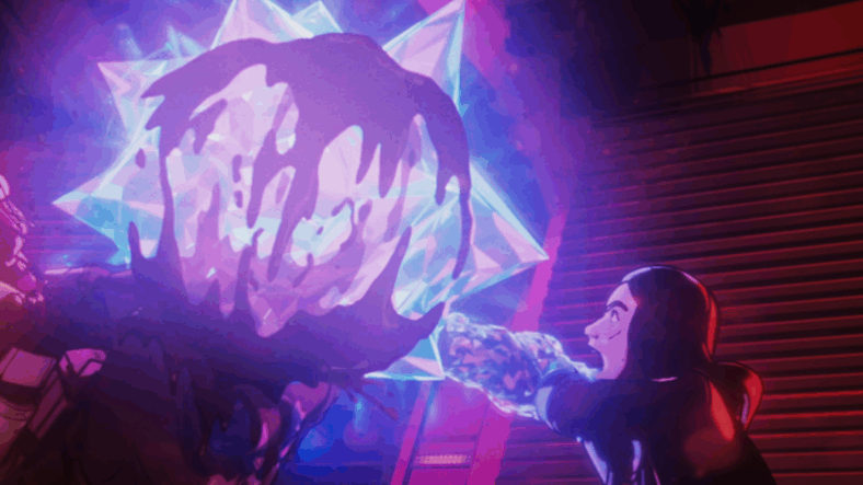 Kamala Khan (Iman Vellani) pops Namor (N/A) like an oxygen bubble from the inside-out in Marvel Zombies Season 1 Episode 3 (2025), Marvel Entertainment