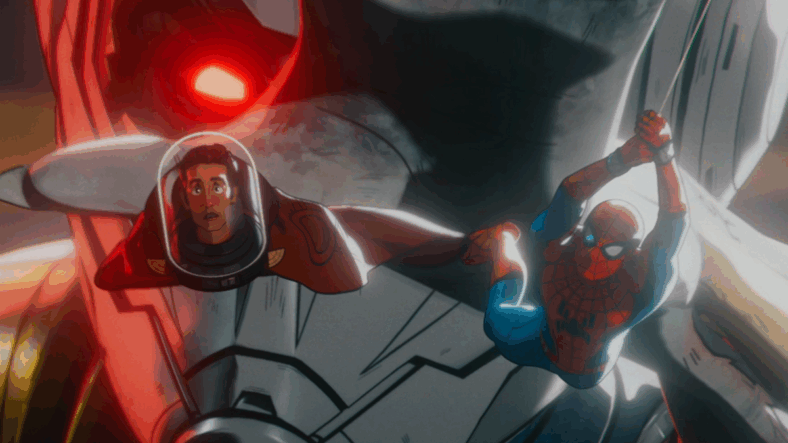 Ant-Man (Paul Rudd), and Spider-Man (Hudson Thames) flee from the undead Wasp (N/A) in Marvel Zombies Season 1 Episode 3 (2025), Marvel Entertainment
