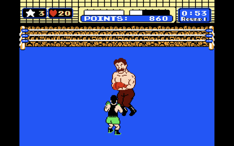 Little Mack squares off with The German Steel Machine Von Kaiser in Mike Tyson's Punch Out!! (1987), Nintendo