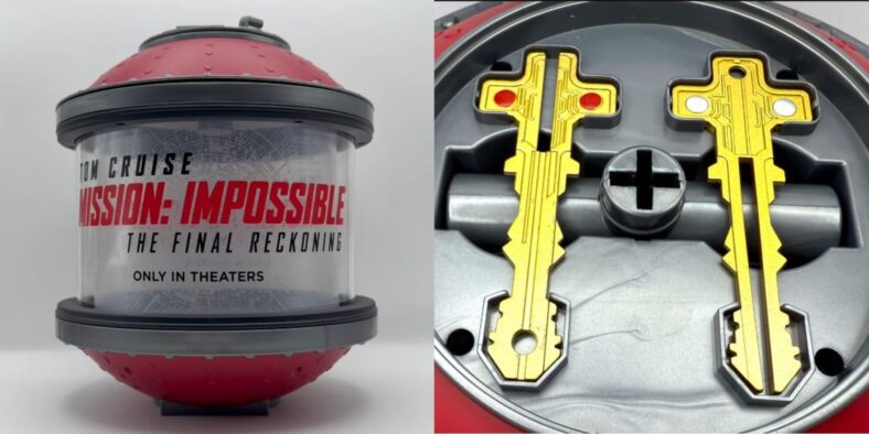 A collage of Regal Exclusive's Mission Impossible: Final Reckoning (2025) popcorn bucket