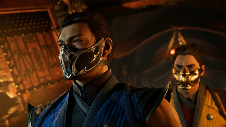 SubZero (Kaiji Tang) and Scorpion (Daisuke Tsuji) working together in the alternate timeline of Mortal Kombat 1 (2023), Warner Bros. Games. 