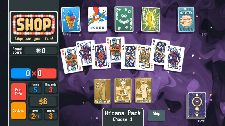 Cards are modified with tarot cards in Balatro (2024), Playstack