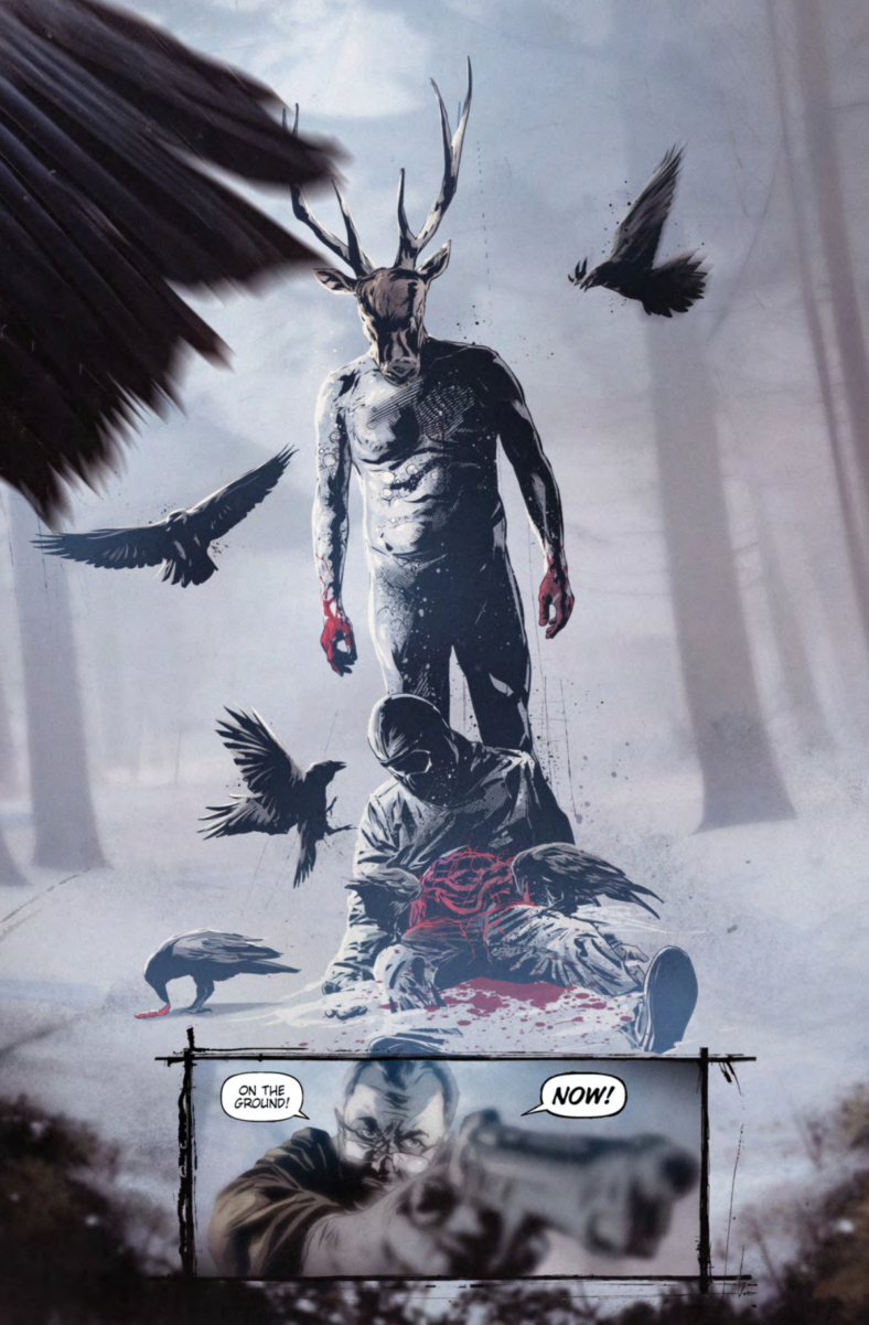 Agent Collins isn't the least bit surprised to discover that the killer is a furry in No Man's Land issue #1 (2025). Art and words by Szymon Kudrański. Image Comics. 