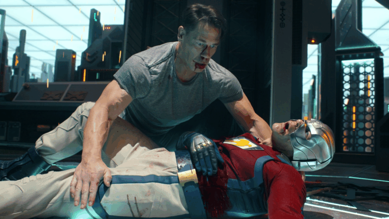 Peacemaker (John Cena) goes blank upon realizing he killed his Earth-2 self in Peacemaker Season 2 Episode 1 "The Ties That Grind" (2025), DC Studios