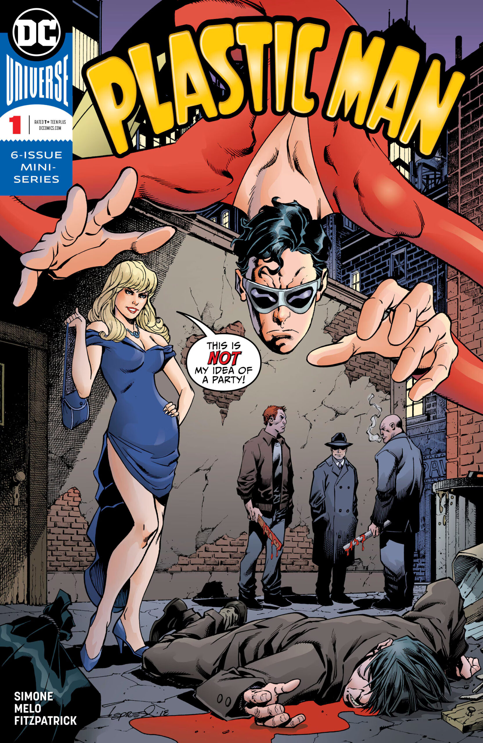 The titular hero is on the case on Aaron Lopresti's cover to Plastic Man Vol.5 Issue #1 "Plastic Man" (2018) DC Comics