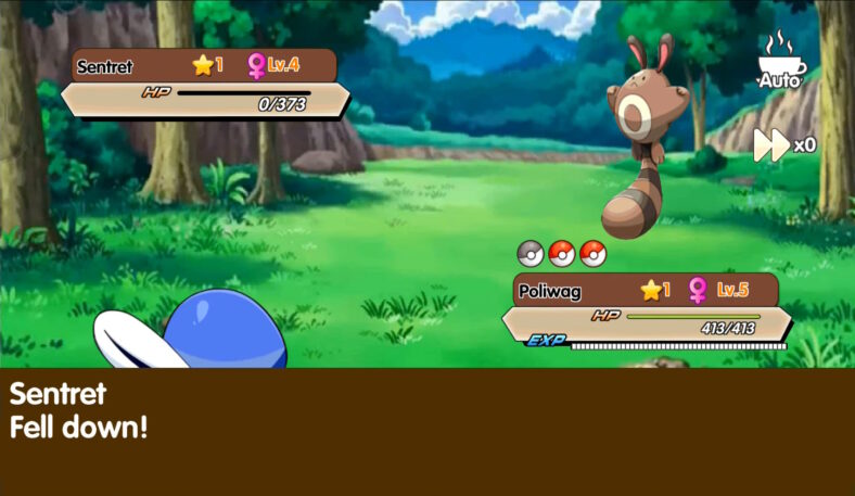 The player's Poliwag beats a Sentret in Pocket Monster: Remake (2015), Guangzhou Maichi Network Technology, Khorgos Fangchi Network Technology