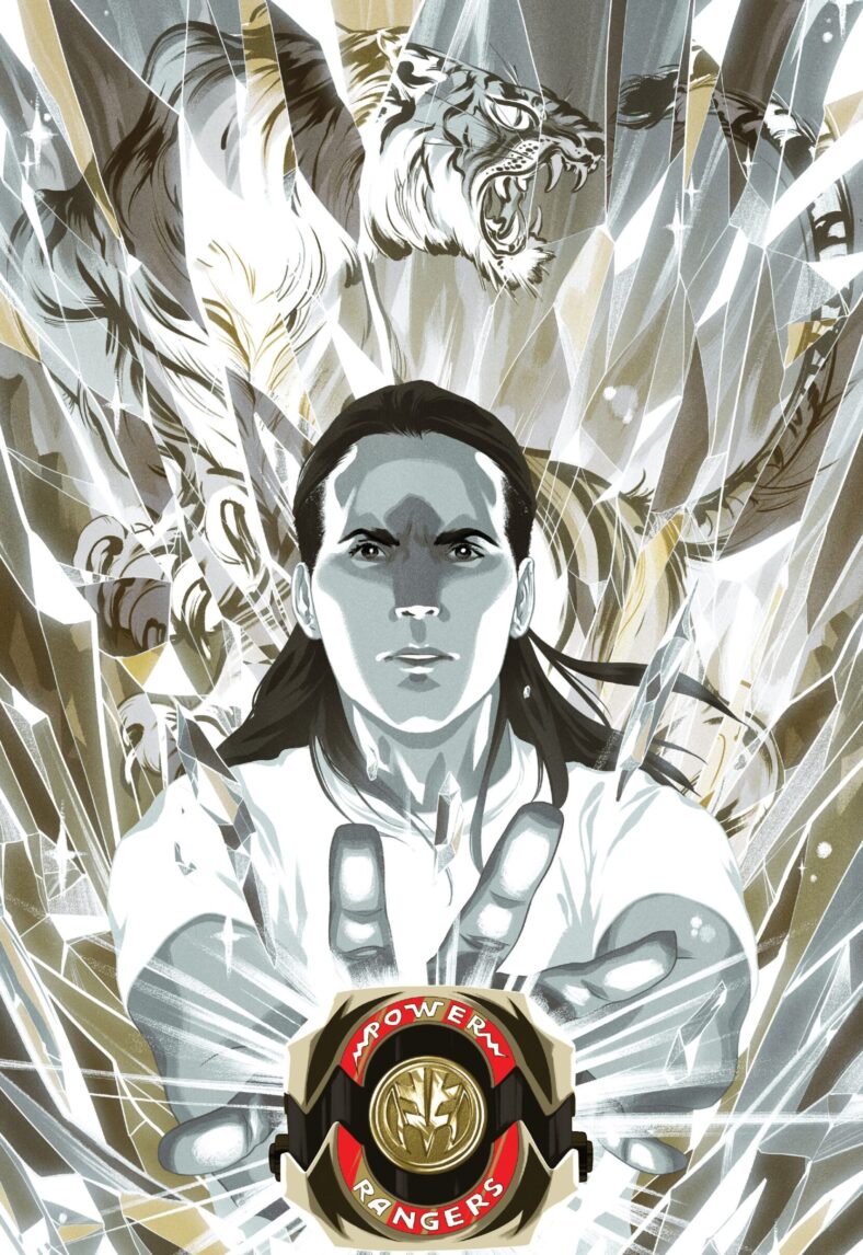Tommy Oliver summons the power of the White Tiger on Goñi Montes' variant cover to Mighty Morphin' Power Rangers Vol. 1 #15 (2017), BOOM! Studios