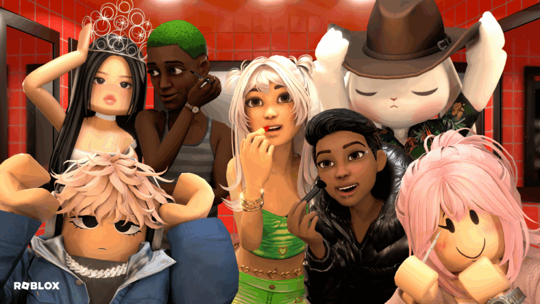 Avatars touch up their makeup in a mirror in Roblox (2006), Roblox Corporation