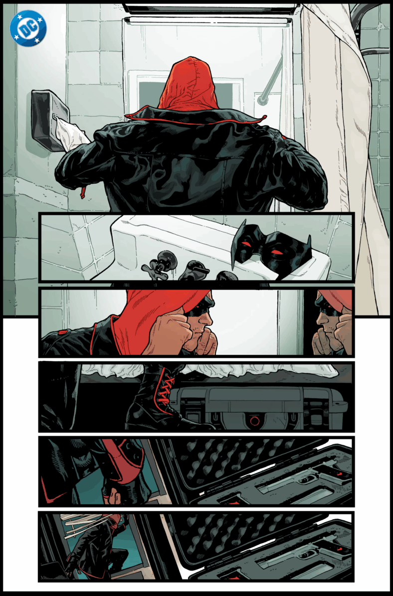 Jason Todd suits up in Red Hood Vol. 2 #1 (2025), DC. Words by Gretchen Felker-Martin, art by Jeff Spokes.