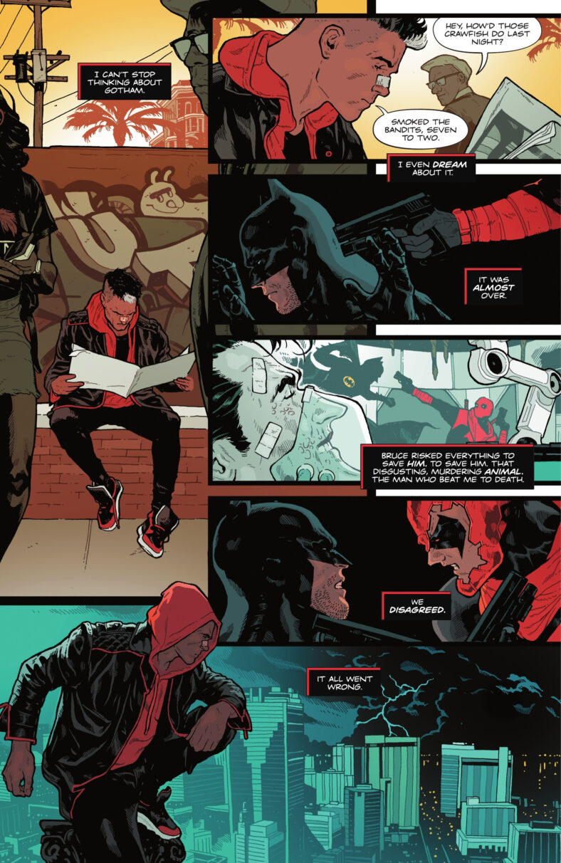 Jason Todd reflects on his life thus far in Red Hood Vol. 2 #1 (2025), DC. Words by Gretchen Felker-Martin, art by Jeff Spokes.