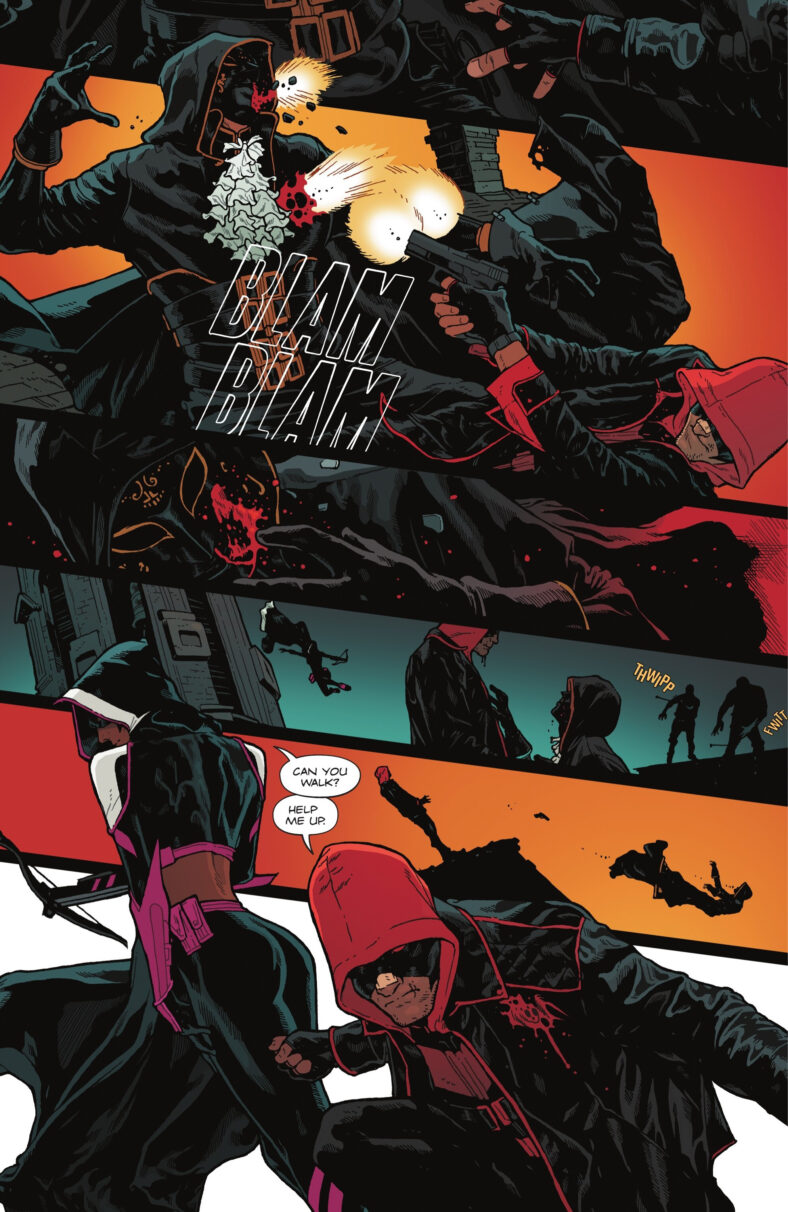 Jason Todd barely survives a scrap with Royale in Red Hood Vol. 1 #1 (2025), DC. Words by Gretchen Felker-Martin, art by Jeff Spokes.