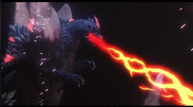 SpaceGodzilla rains fire in Godzilla vs. SpaceGodzilla (1994), Toho Co. Ltd.
