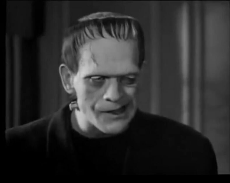 The Monster (Boris Karloff) growls in the face of fear in Frankenstein (1931), Universal Pictures 